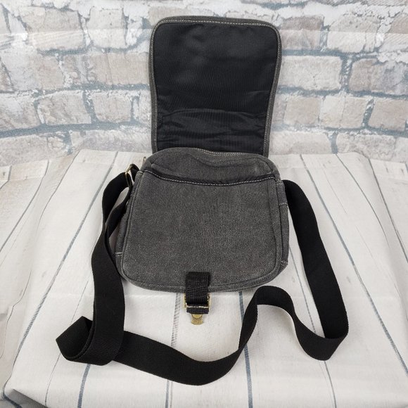 Vintage 90s Canvas Crossbody Bag Red Star Gray - Picture 7 of 13